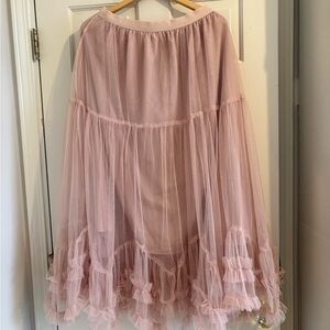 Sheer Pink Ruffle Tulle Skirt - Size Large